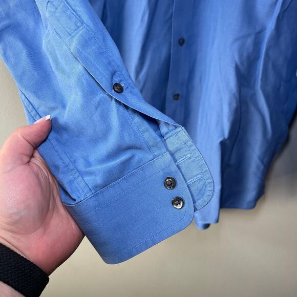 Nordstrom Tailored Fit Men's Long Sleeve Button Dress Shirt Blue Size 15.5-34 - Picture 4 of 5